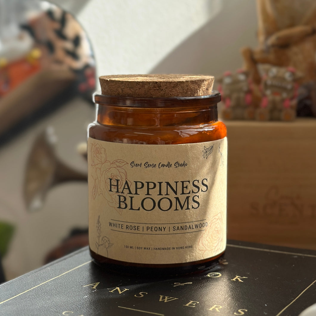 “HAPPINESS BLOOMS” candle jar 150g